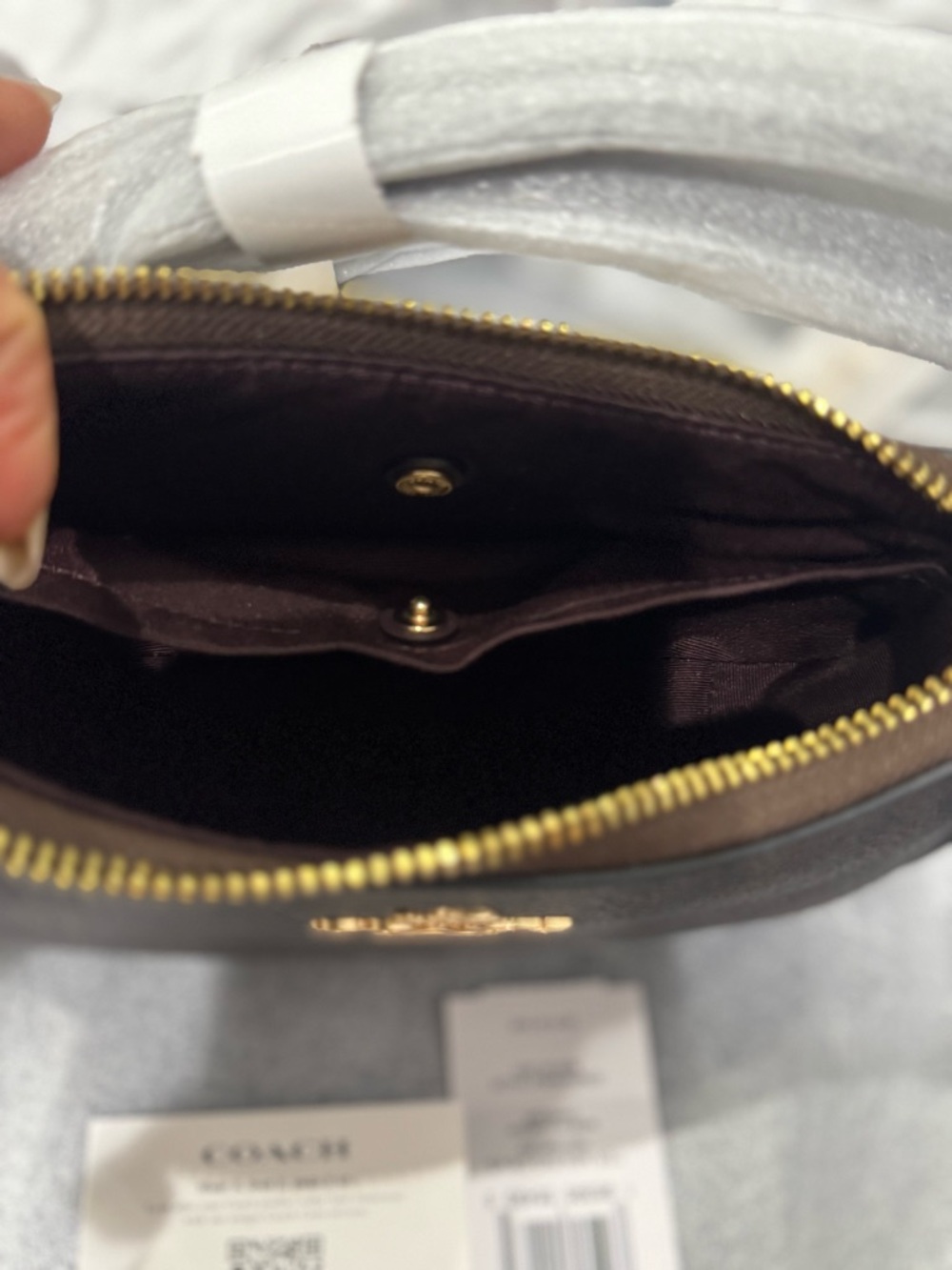 Coach Teri Mini Crossbody Bag in Gold/Walnut/Black NWT - Picture 10 of 11